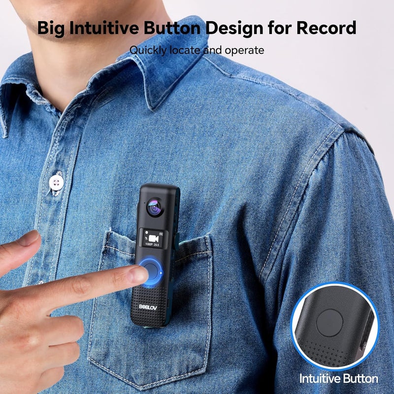 BOBLOV C18 128G WiFi Body Camera: One-Touch Recording and Small OLED Screen for User Friendly, 4Hours Recording, 1080P Wearable Cam with 1/4" Tripod Thread for Biking, Security, Personal Use - Image 3